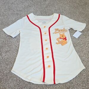 Disney Winnie The Pooh Baseball Jersey Cream and Red Shirt